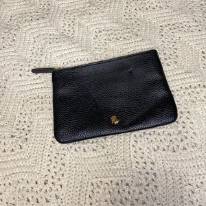 Lauren Ralph Lauren Small Black and Gold Cosmetic Zipper Pouch/Bag